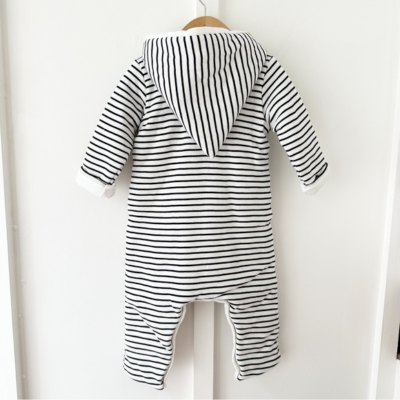 PETITE BATEAU navy Baby's Striped Hooded Coveralls - Picture 6 of 9